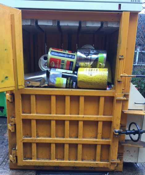 Vegetable Oil tins ready for compaction
