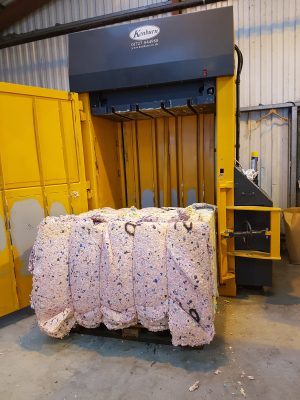 Mattress Foam Baled in a 4-0S(50) Baler