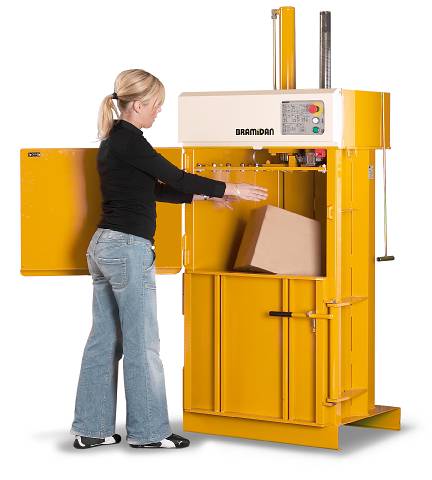 Bramidan B3 Waste Baler with carpet bale at bottom